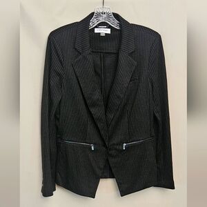 Calvin Klein Women's Black Pinstripe Blazer Sz 14